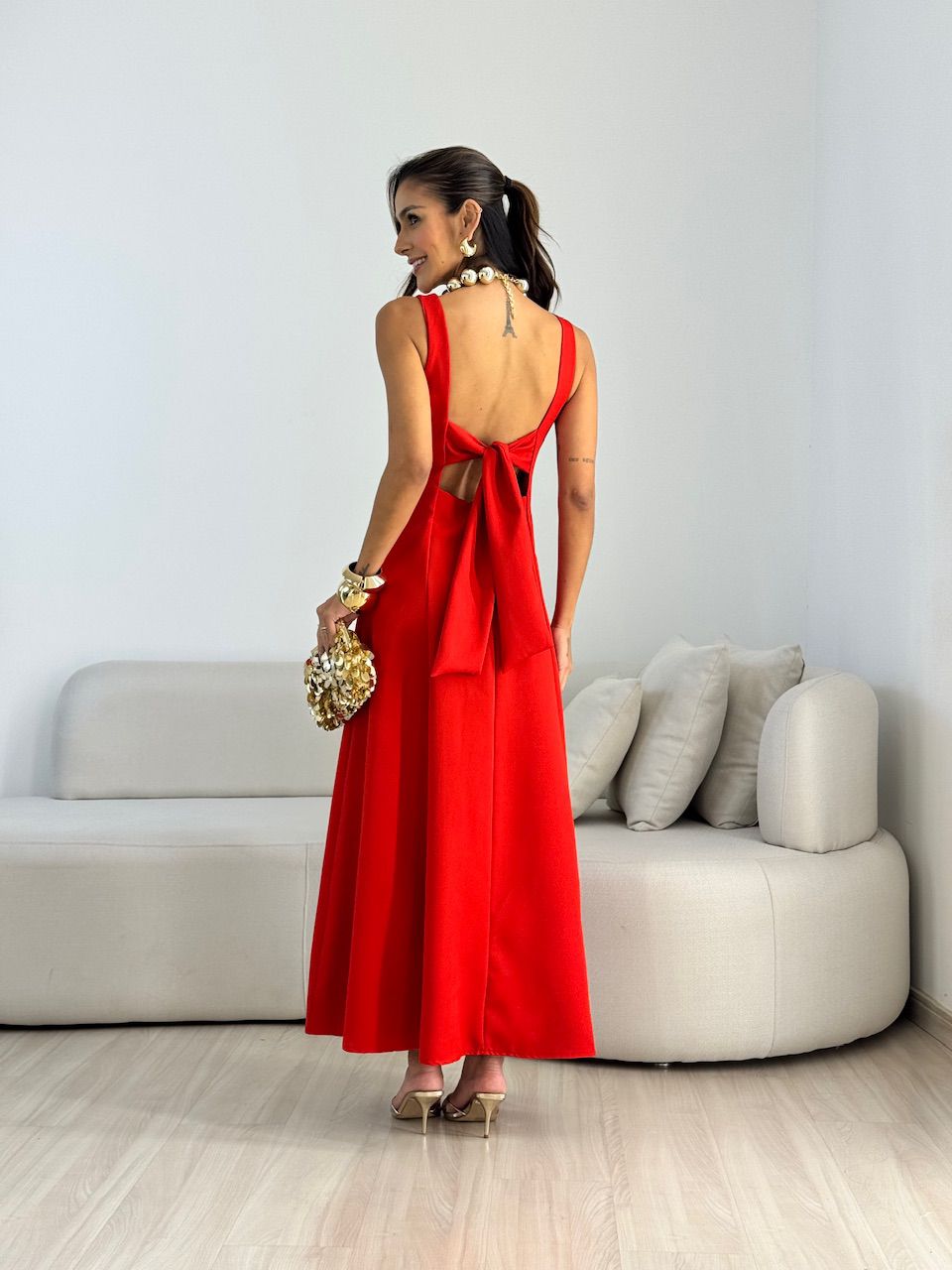 VESTIDO BEATRIZ LONGO VERMELHO