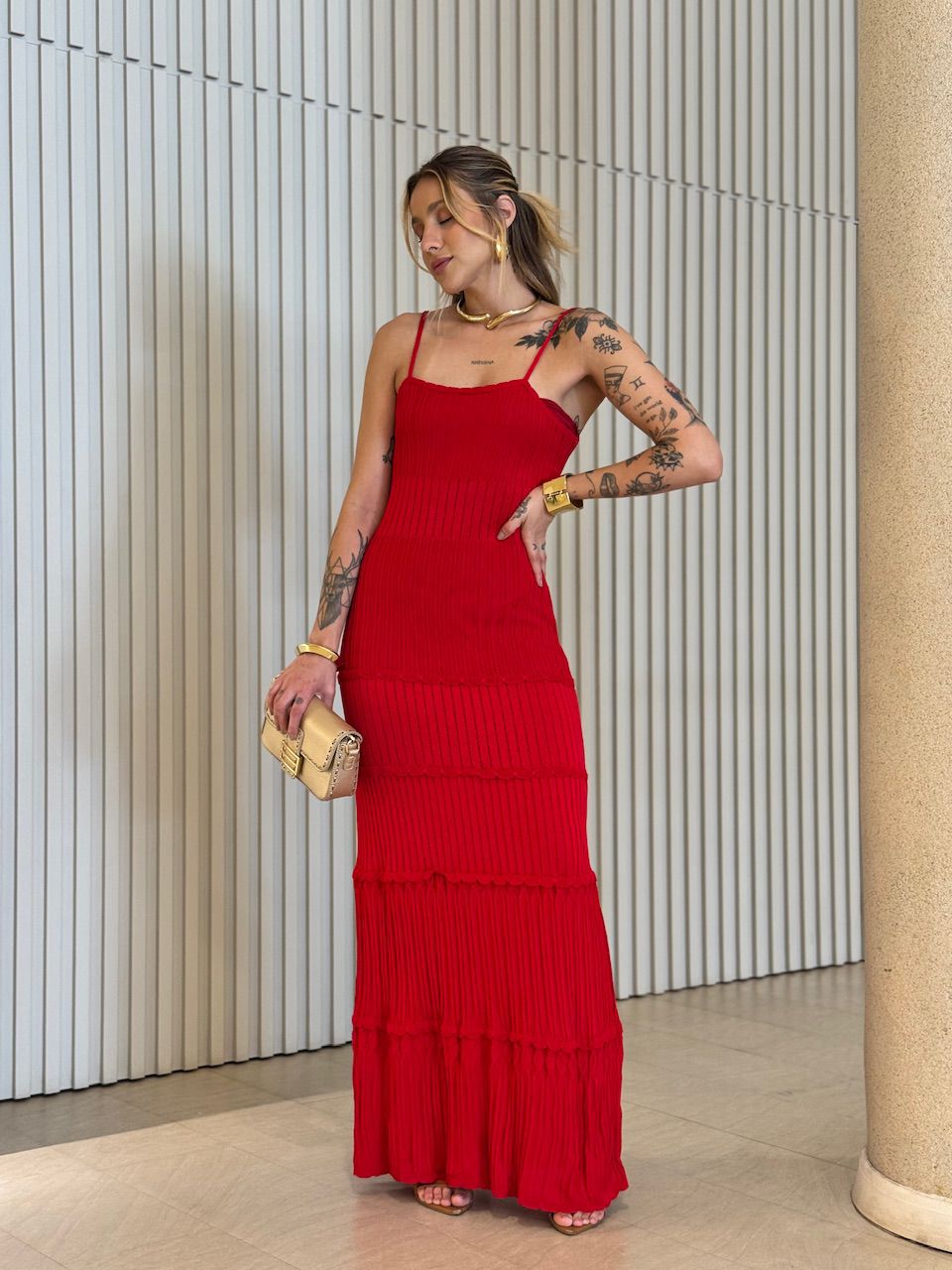 VESTIDO EDUARDA TRICOT VERMELHO