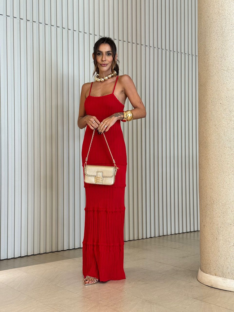 VESTIDO EDUARDA TRICOT VERMELHO