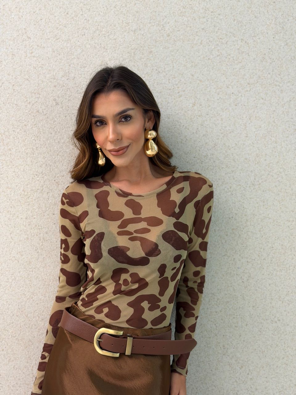 BLUSA ISABELY TULE BEGE - 0073990103 - CAROLLA FERRARO