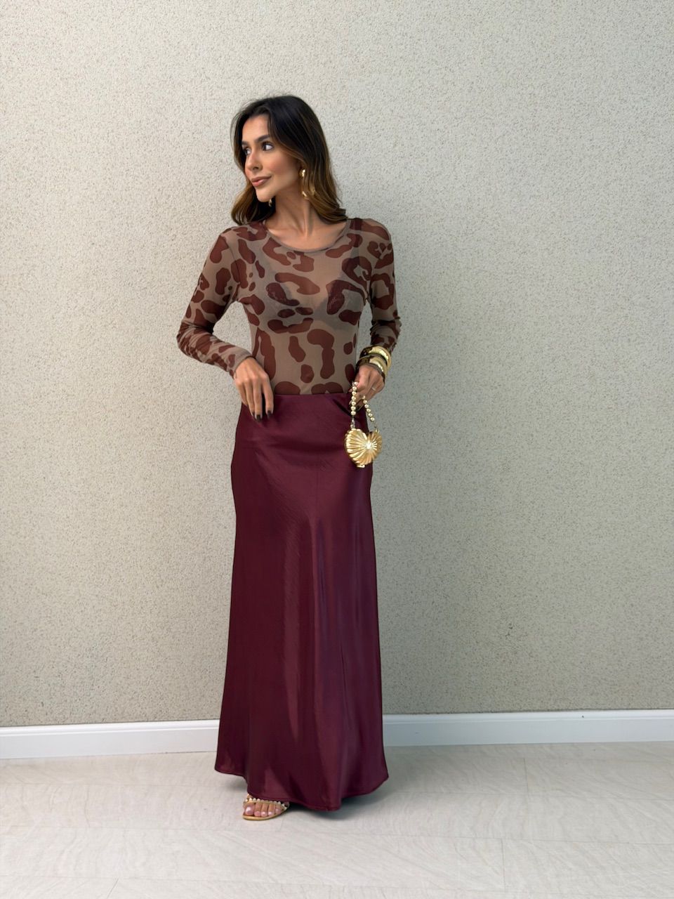 BLUSA ISABELY TULE MARROM