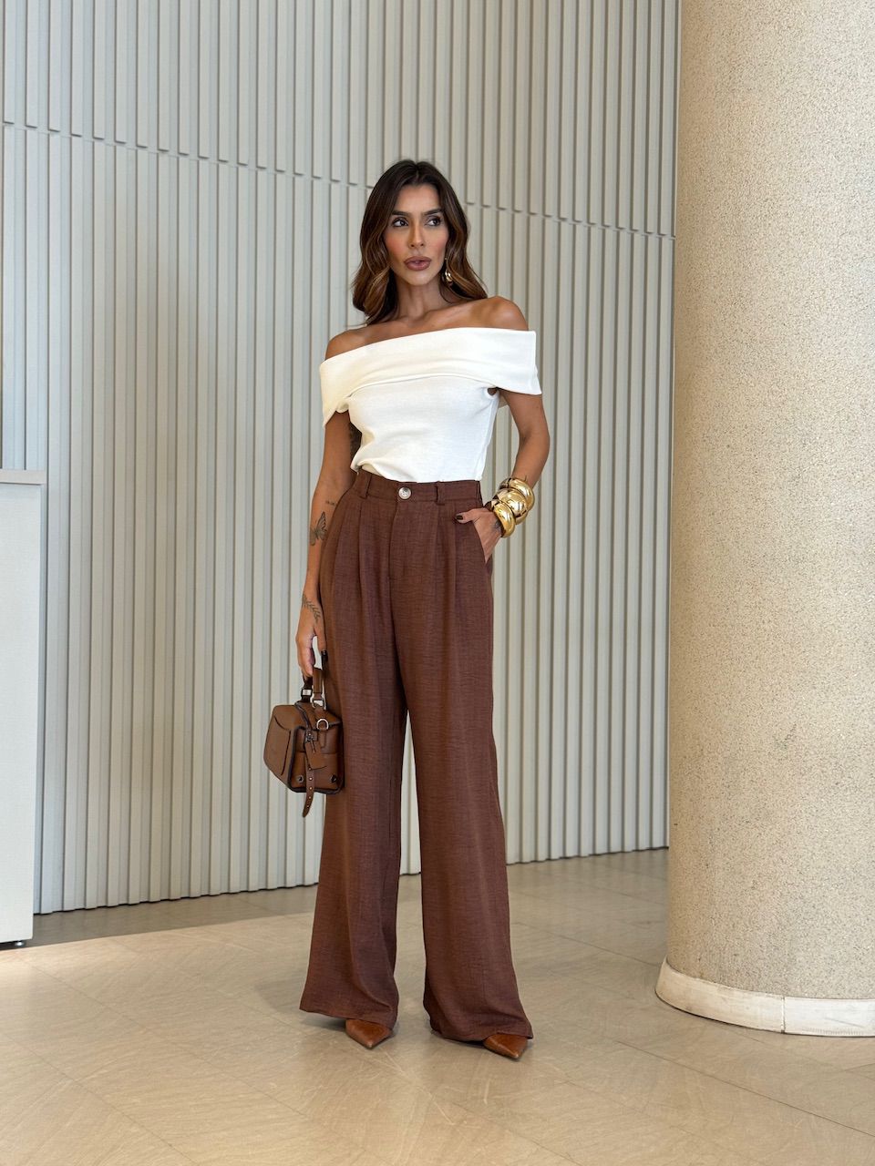 CALÇA HELENA PANTALONA MARROM