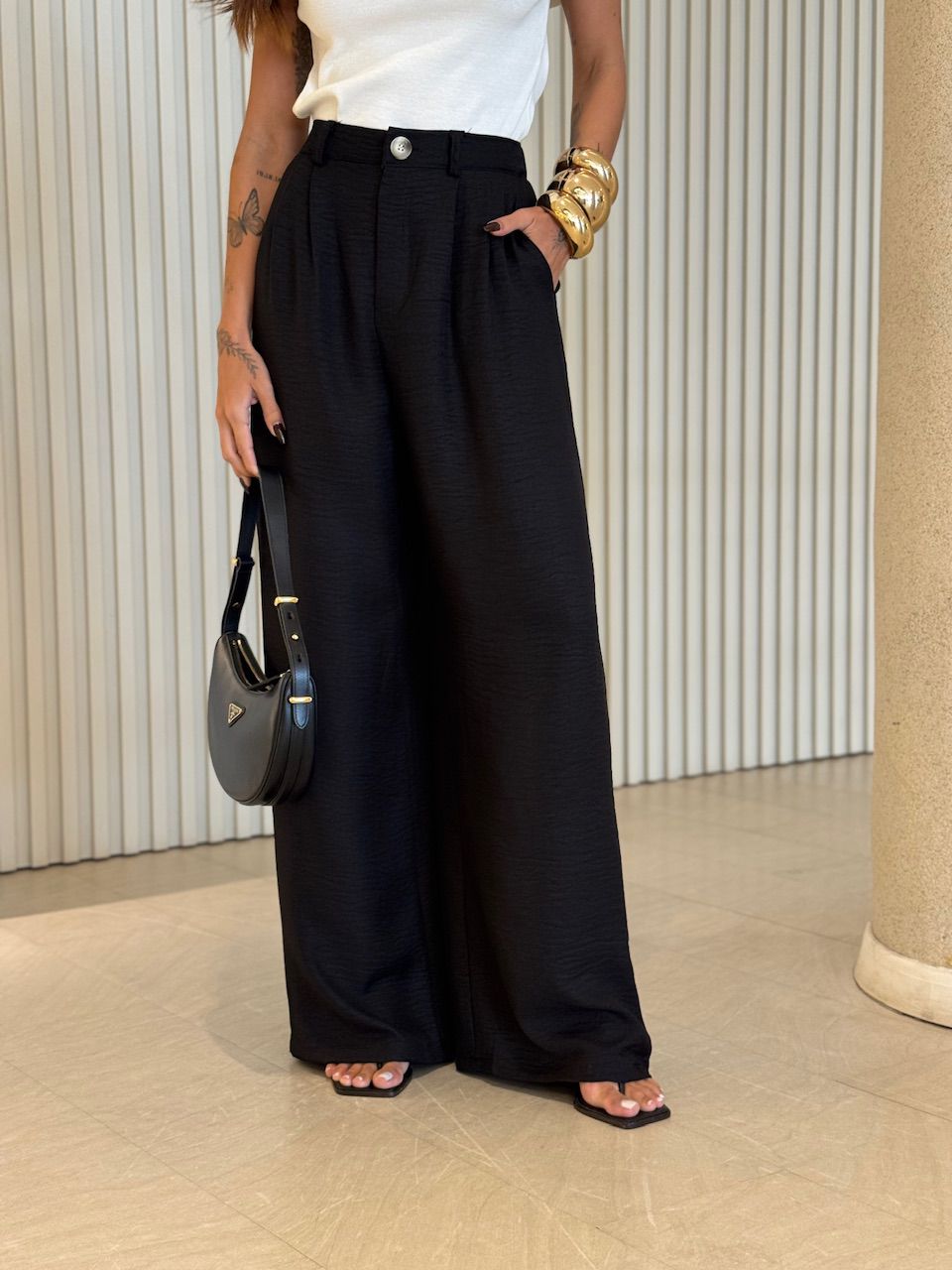 CALÇA HELENA PANTALONA PRETA - 0074000033 - CAROLLA FERRARO