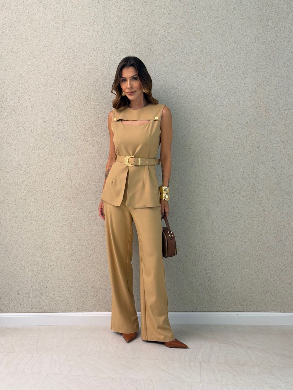 CONJUNTO CLEIDE CALÇA NUDE