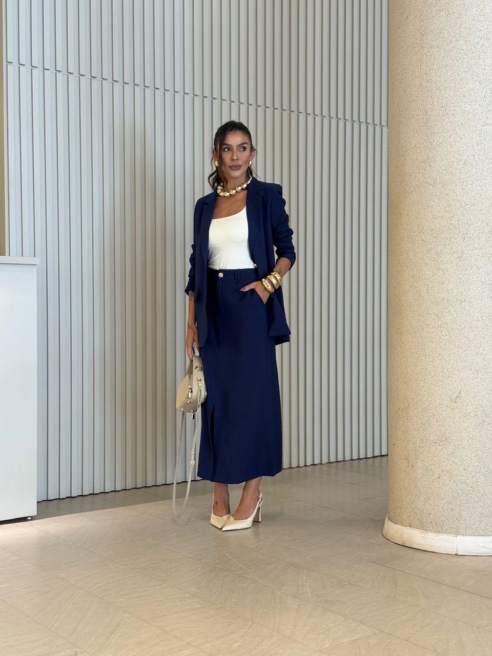 CONJUNTO RITA BLAZER MARINHO - 0074960055 - CAROLLA FERRARO