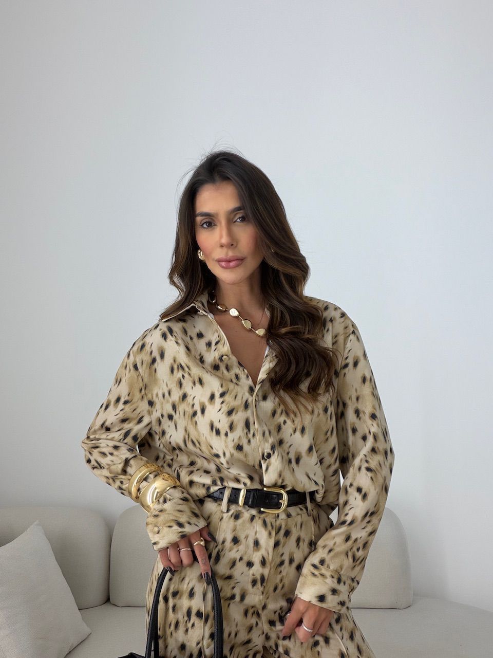 CAMISA DALVA ESTAMPADA VERDE. - 0077260230 - CAROLLA FERRARO