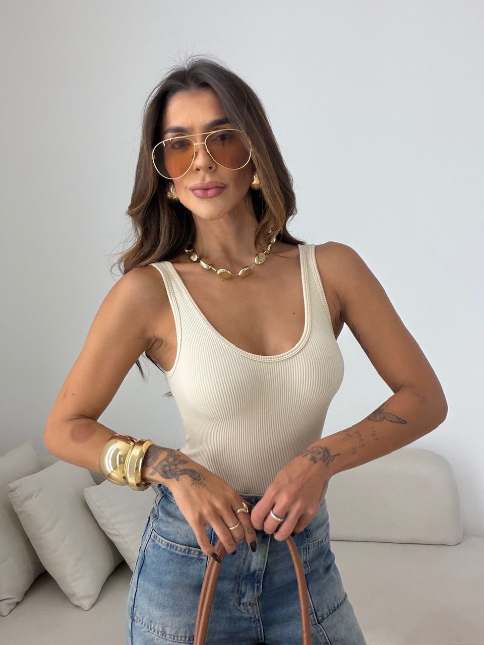 BODY LUCY CANELADO AREIA