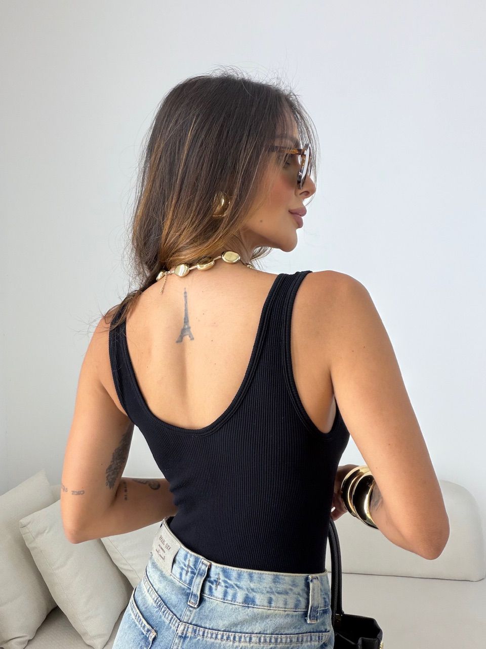 BODY LUCY CANELADO PRETO