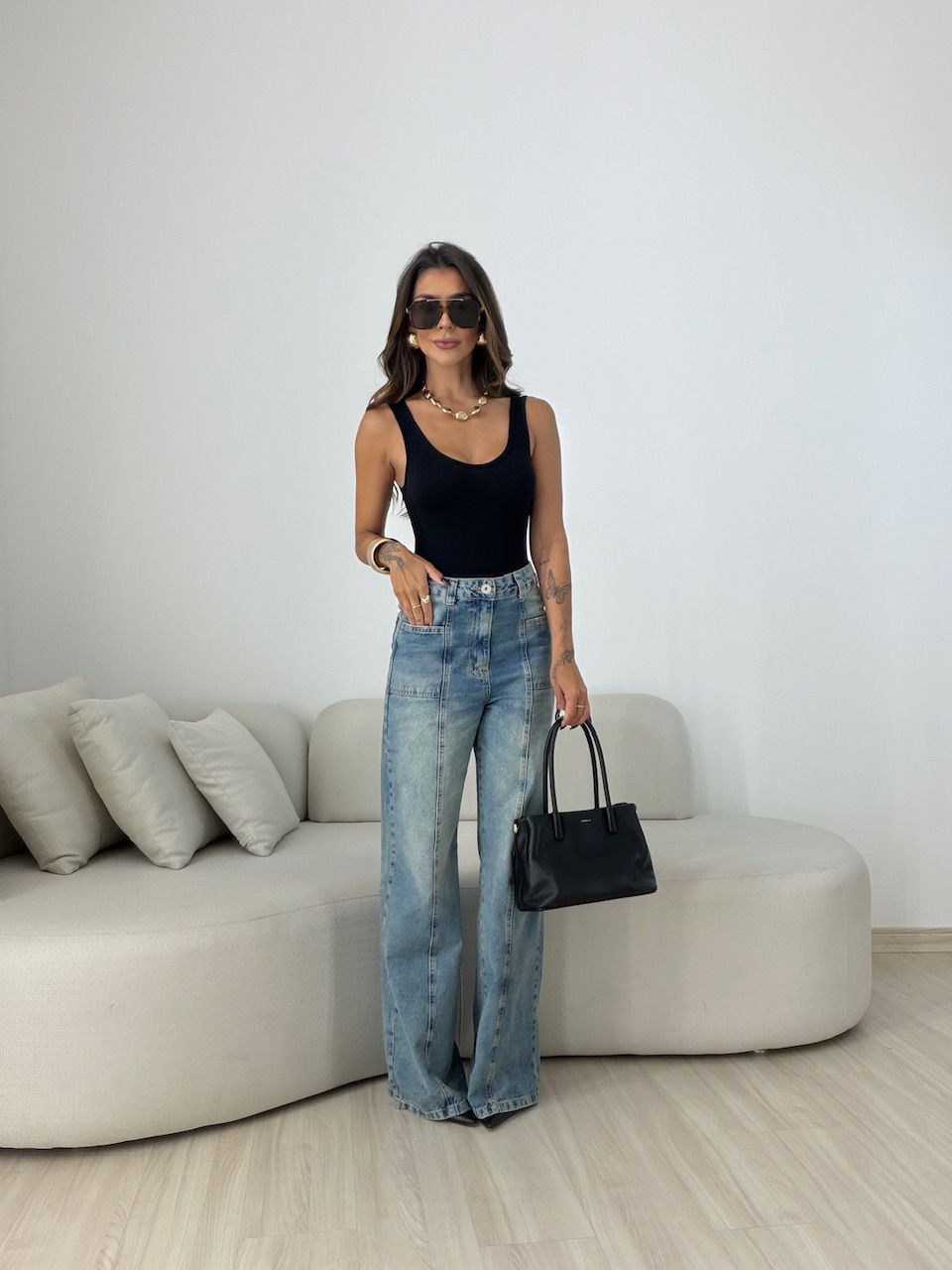 BODY LUCY CANELADO PRETO - 0077290032 - CAROLLA FERRARO