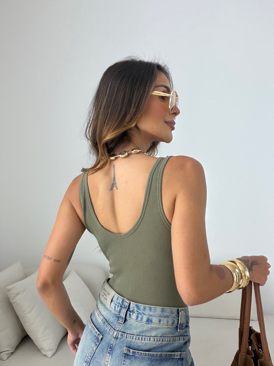 BODY LUCY CANELADO Verde Oliva