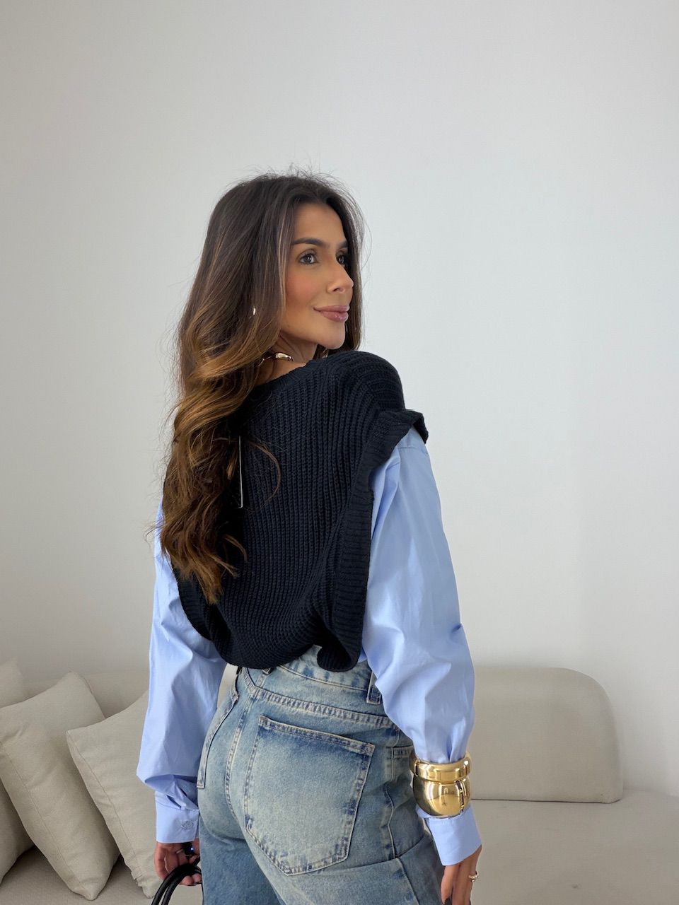 CAMISA MAURA TRICOT AZUL