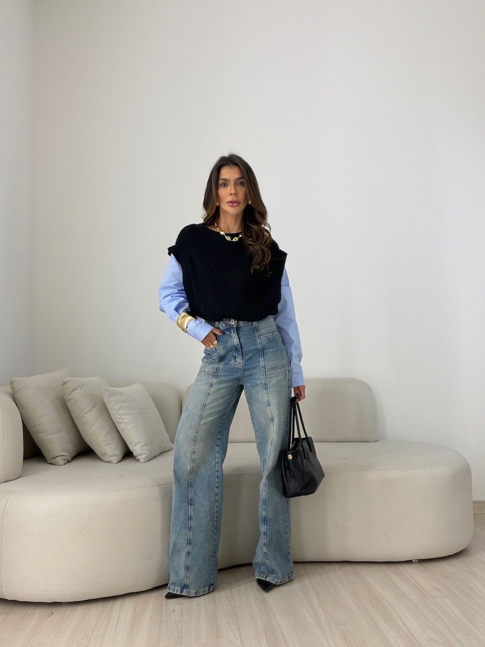 CAMISA MAURA TRICOT AZUL