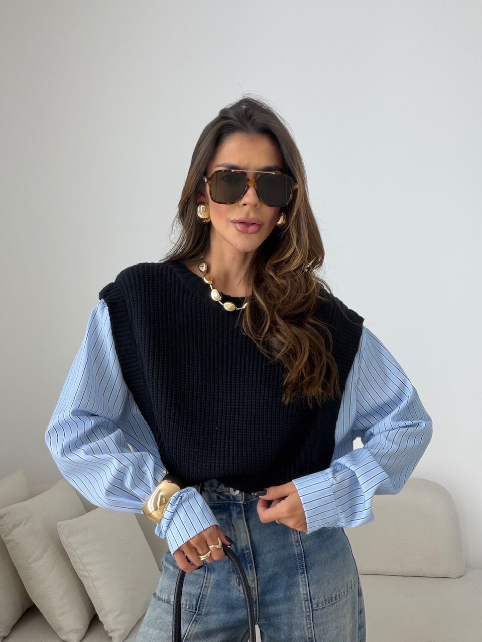 CAMISA MAURA TRICOT AZUL LISTRADO