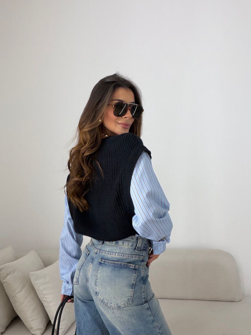 CAMISA MAURA TRICOT AZUL LISTRADO