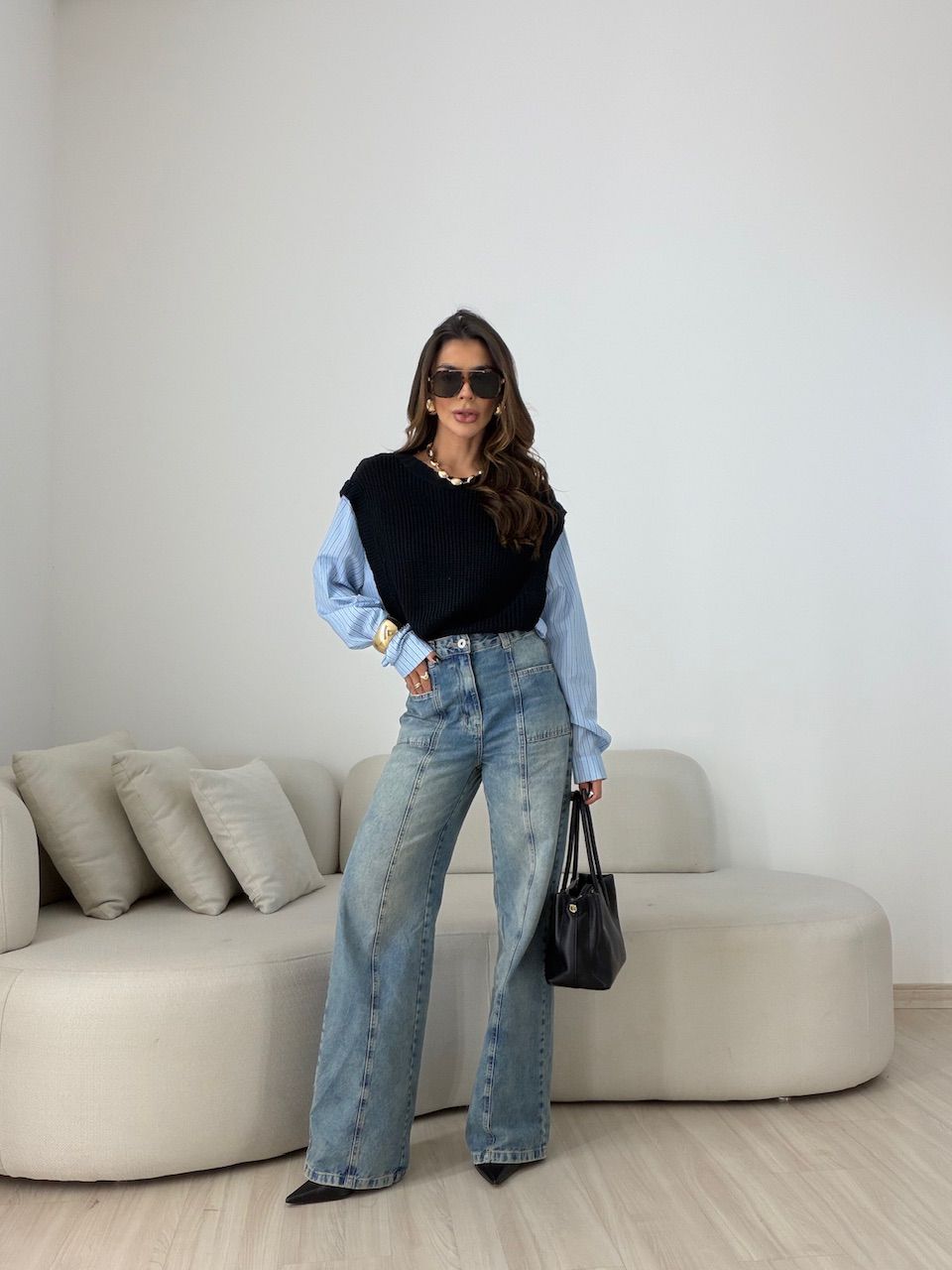 CAMISA MAURA TRICOT AZUL LISTRADO