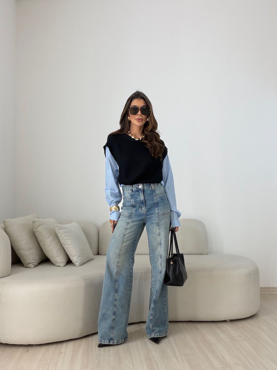 CAMISA MAURA TRICOT AZUL LISTRADO