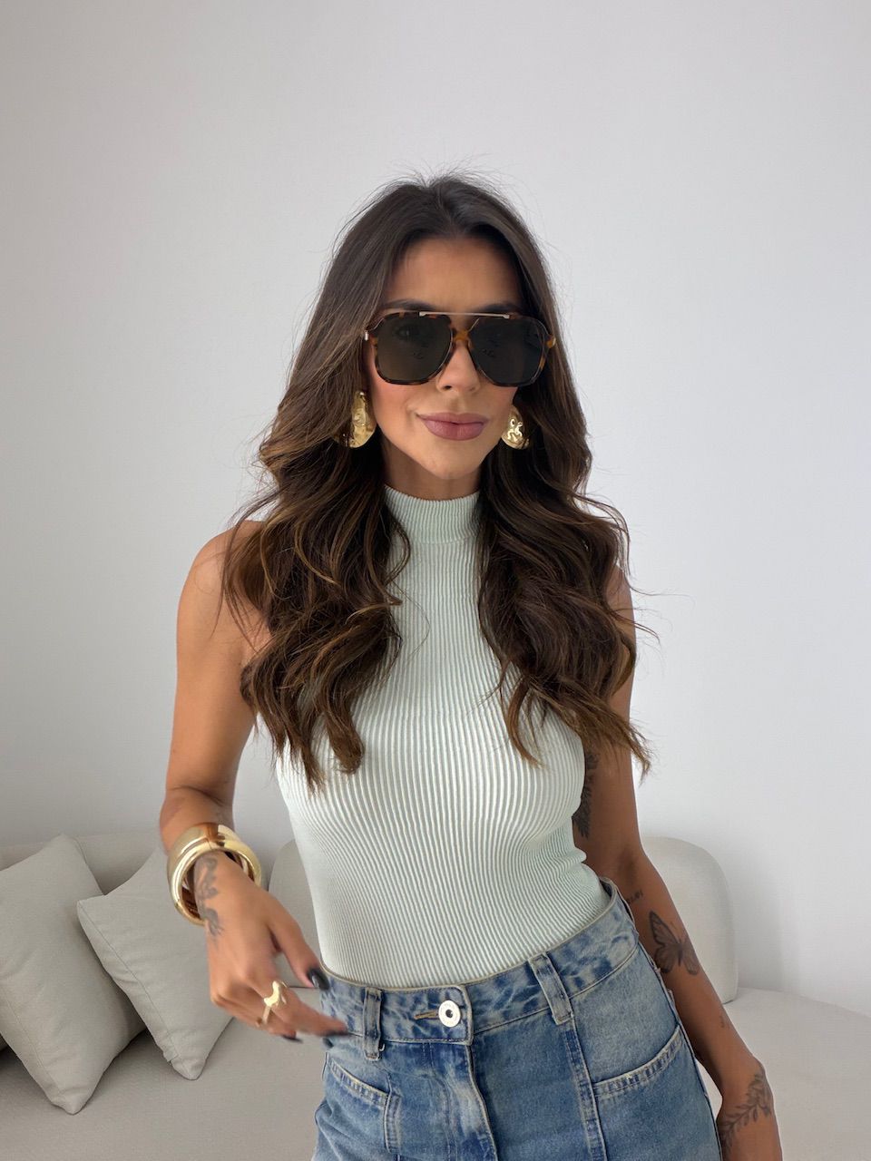BLUSA LÍGIA CAVADA MENTA