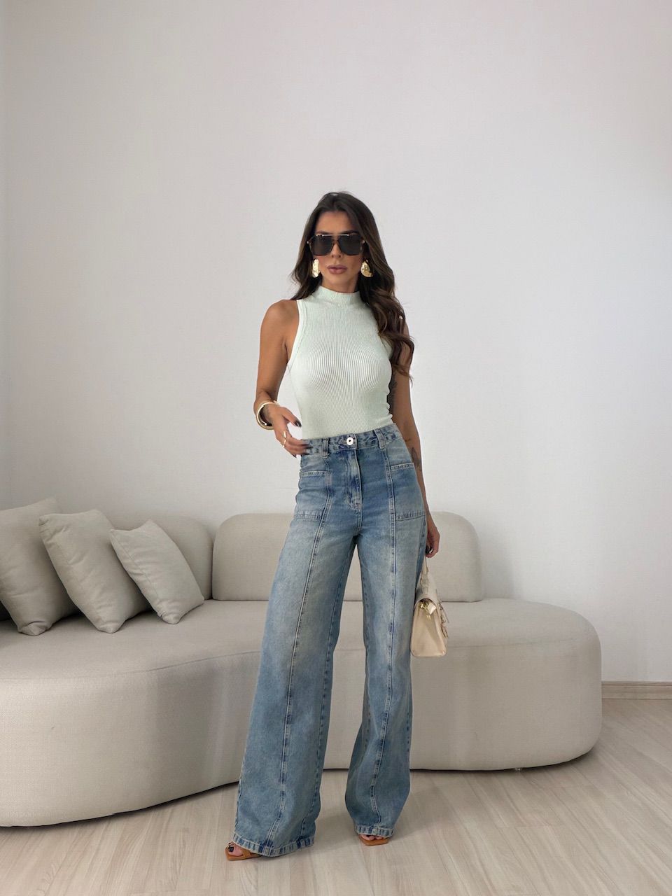 BLUSA LÍGIA CAVADA MENTA