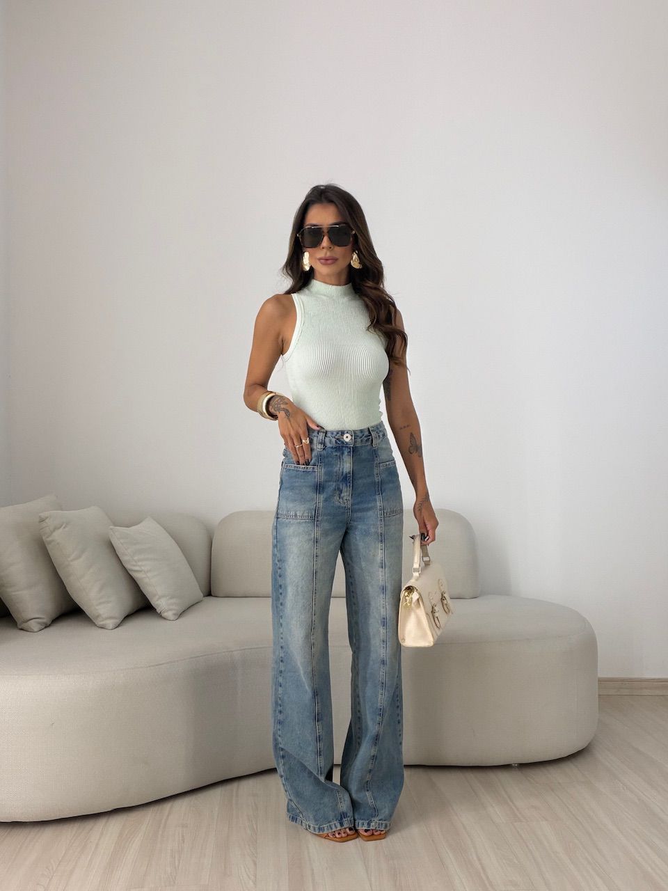 BLUSA LÍGIA CAVADA MENTA