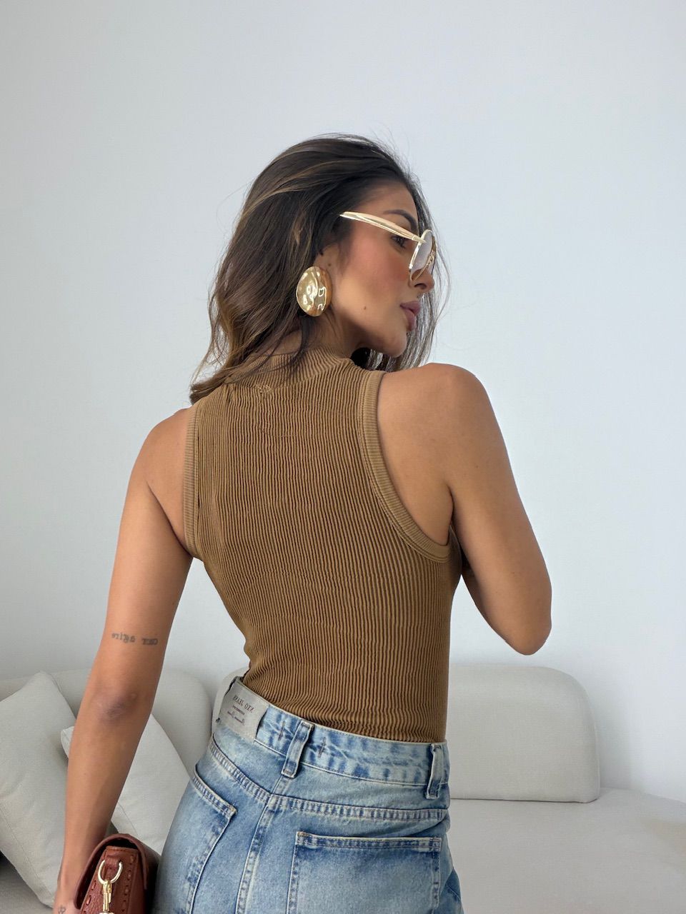BLUSA LÍGIA CAVADA MARROM