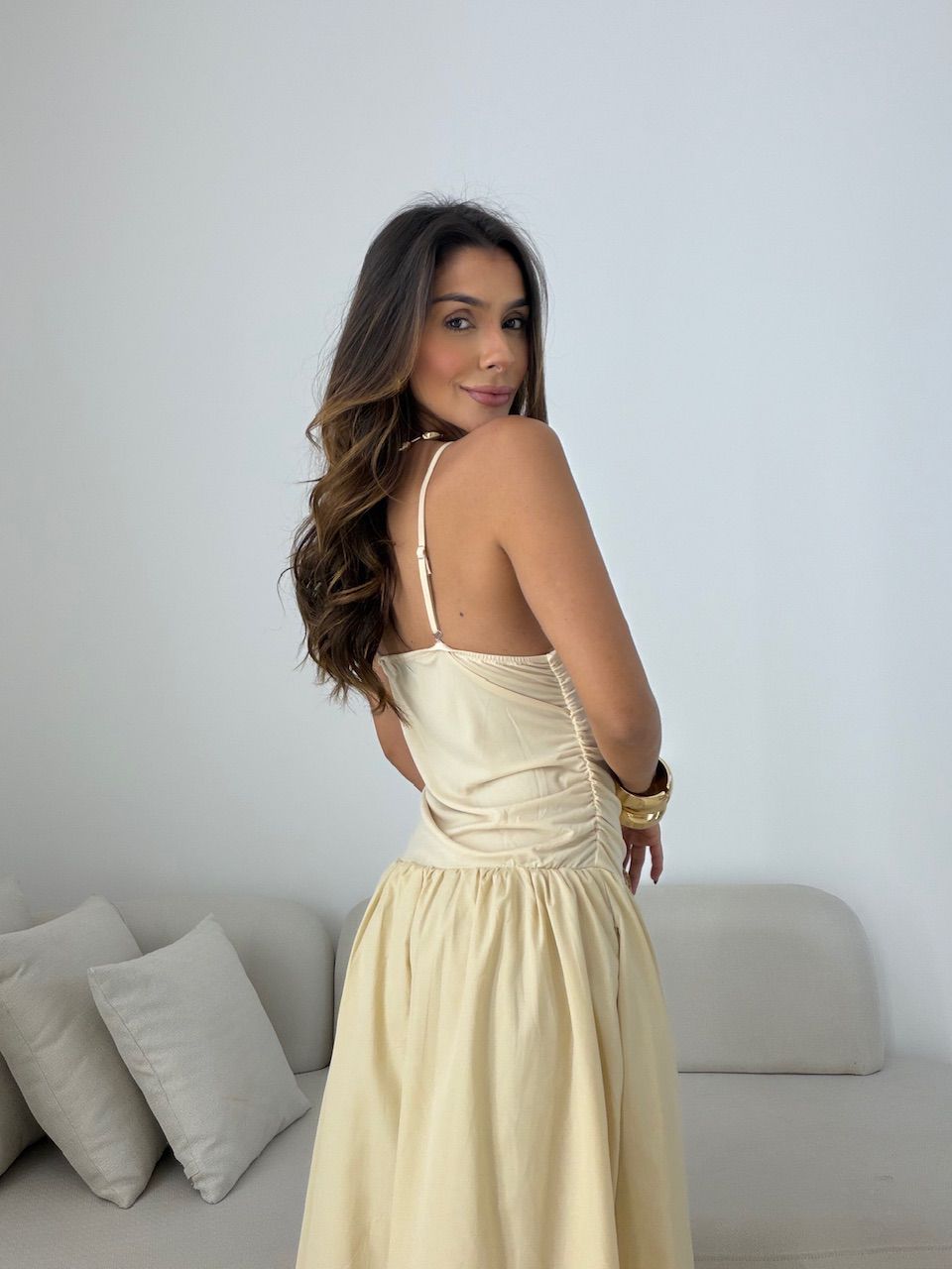 VESTIDO FLORENÇA ALCINHA AREIA