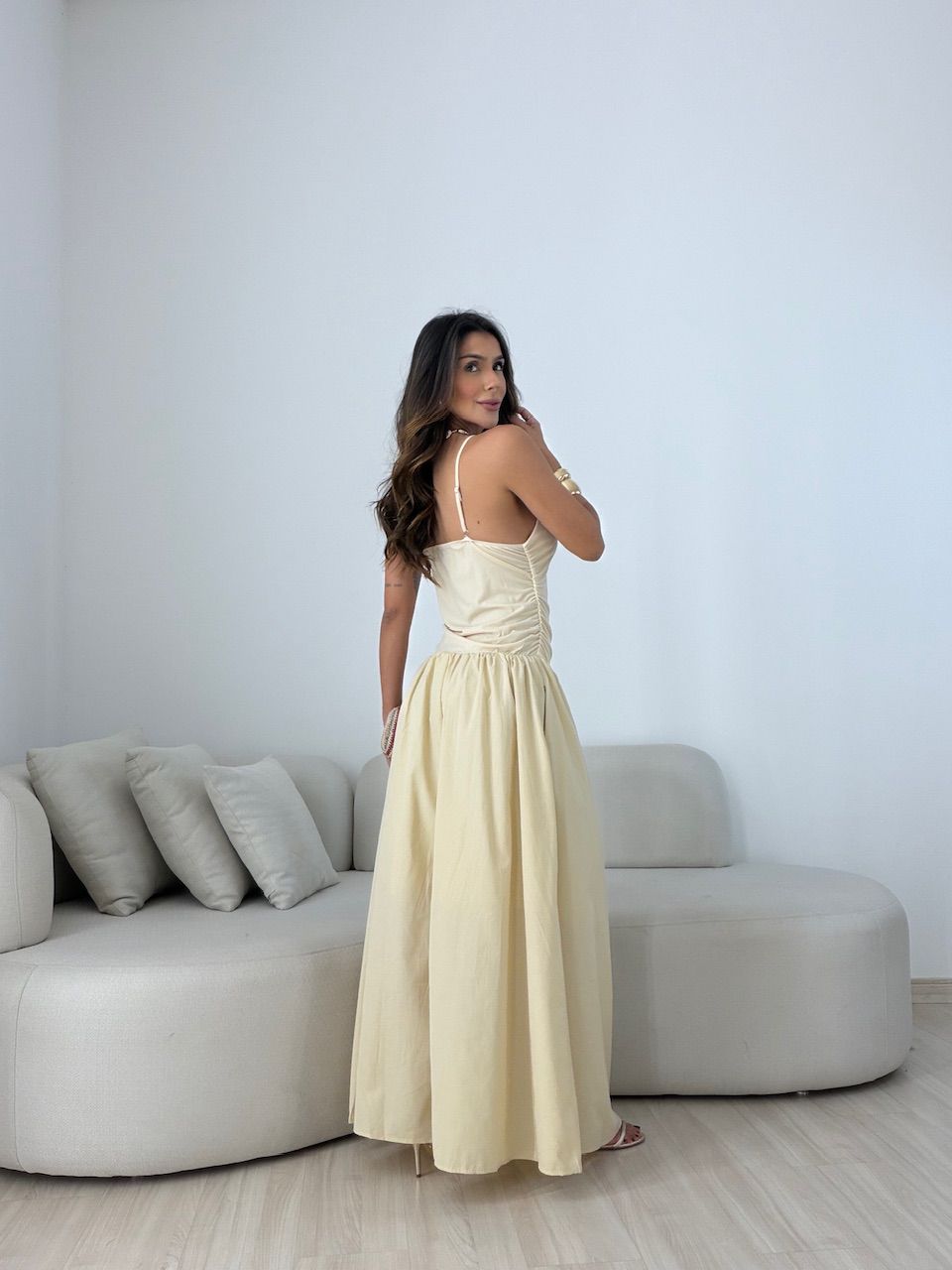VESTIDO FLORENÇA ALCINHA AREIA
