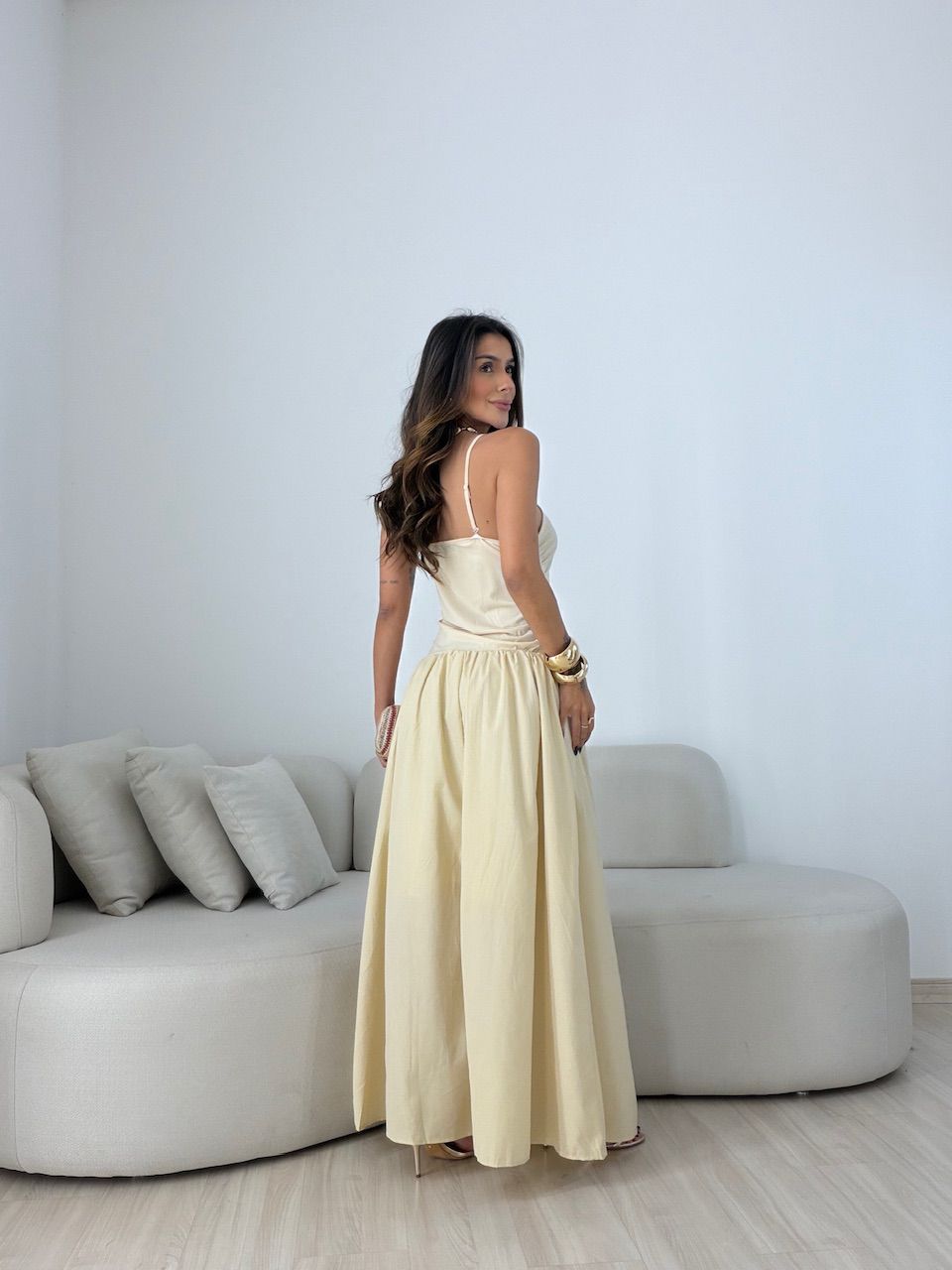 VESTIDO FLORENÇA ALCINHA AREIA