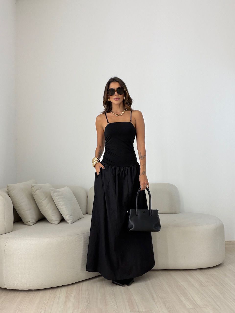 VESTIDO FLORENÇA ALCINHA PRETO