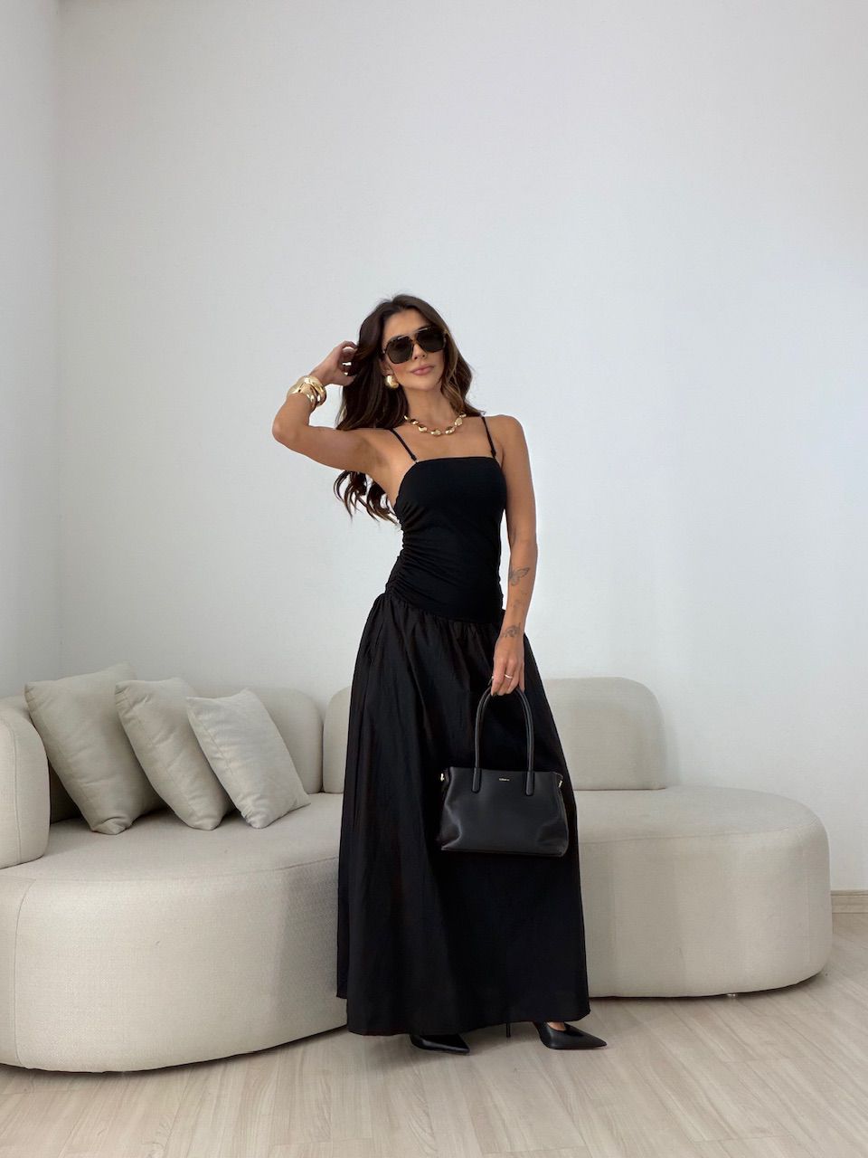 VESTIDO FLORENÇA ALCINHA PRETO