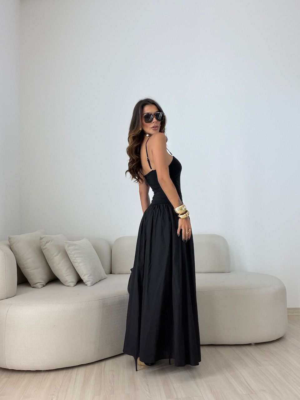 VESTIDO FLORENÇA ALCINHA PRETO