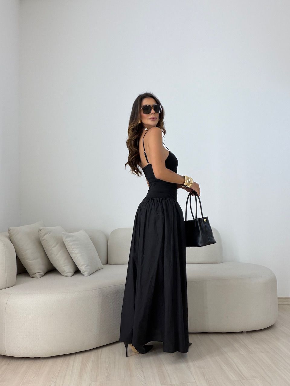 VESTIDO FLORENÇA ALCINHA PRETO