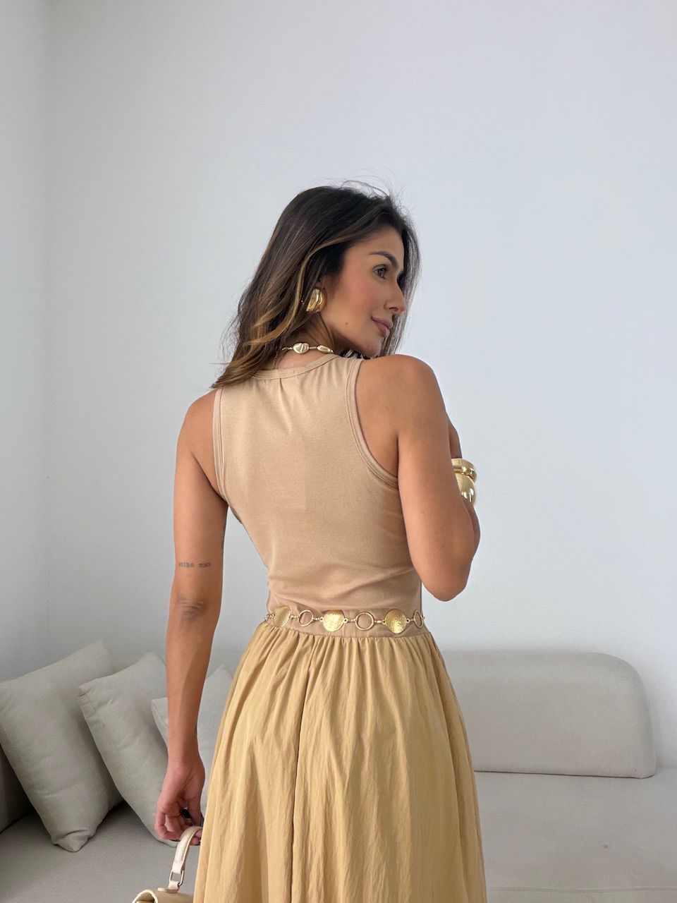 VESTIDO HORTENCIA CAVADO NUDE