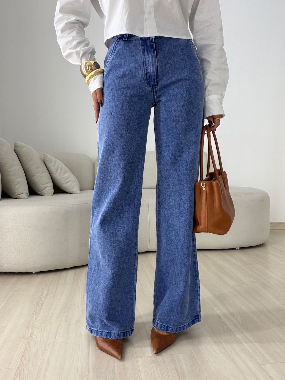 CALÇA SAMANTA WIDE LEG JEANS MÉDIO