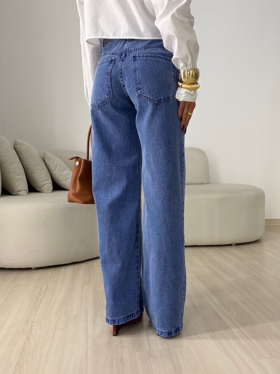 CALÇA SAMANTA WIDE LEG JEANS MÉDIO