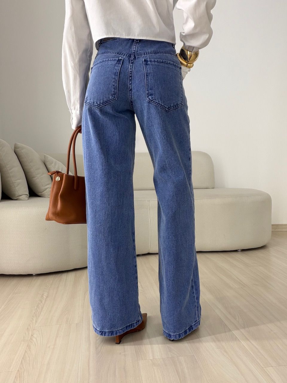 CALÇA SAMANTA WIDE LEG JEANS MÉDIO
