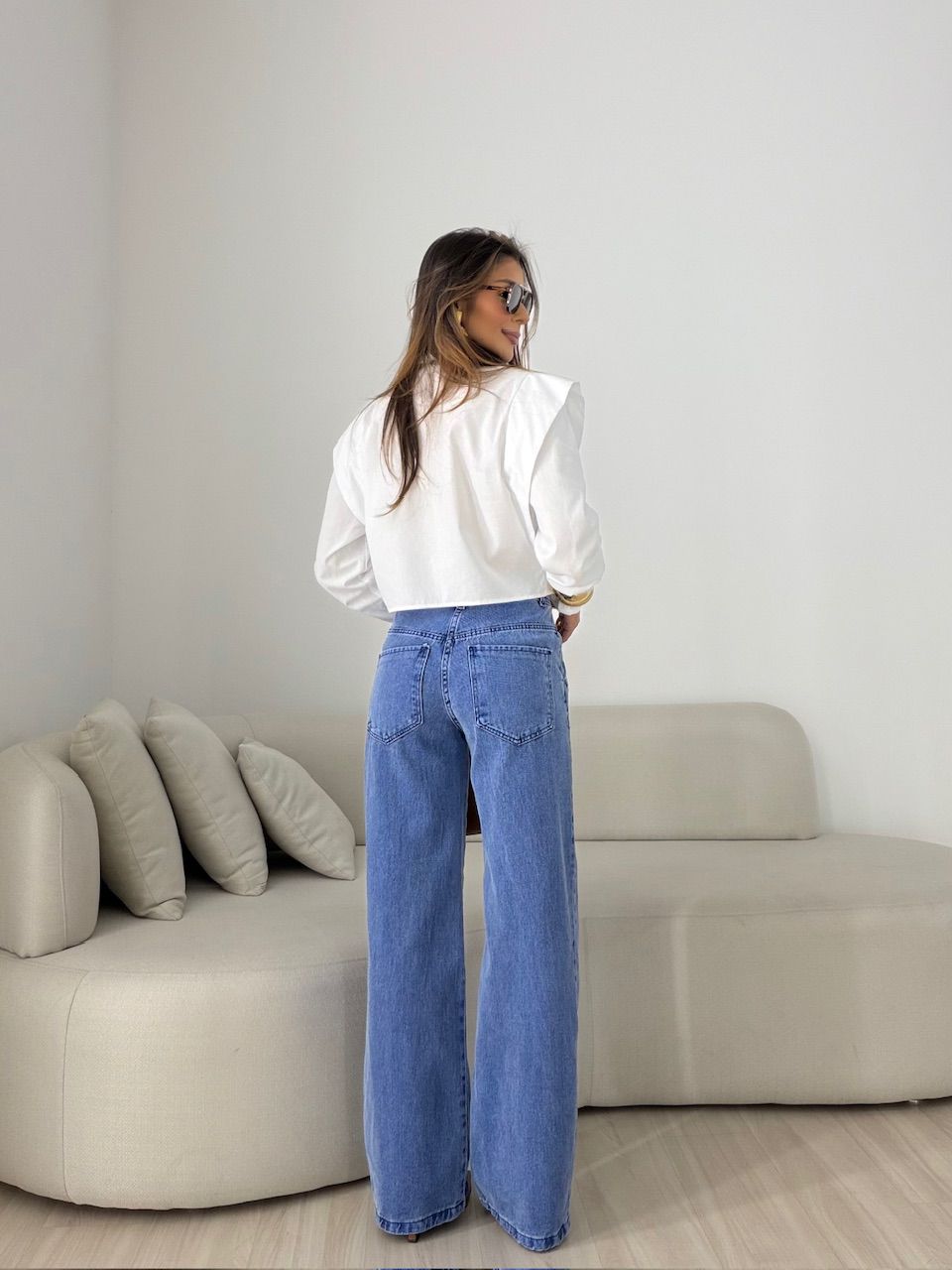 CALÇA SAMANTA WIDE LEG JEANS MÉDIO