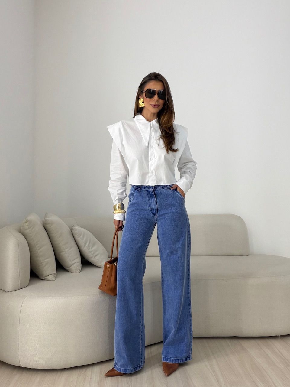 CALÇA SAMANTA WIDE LEG JEANS MÉDIO
