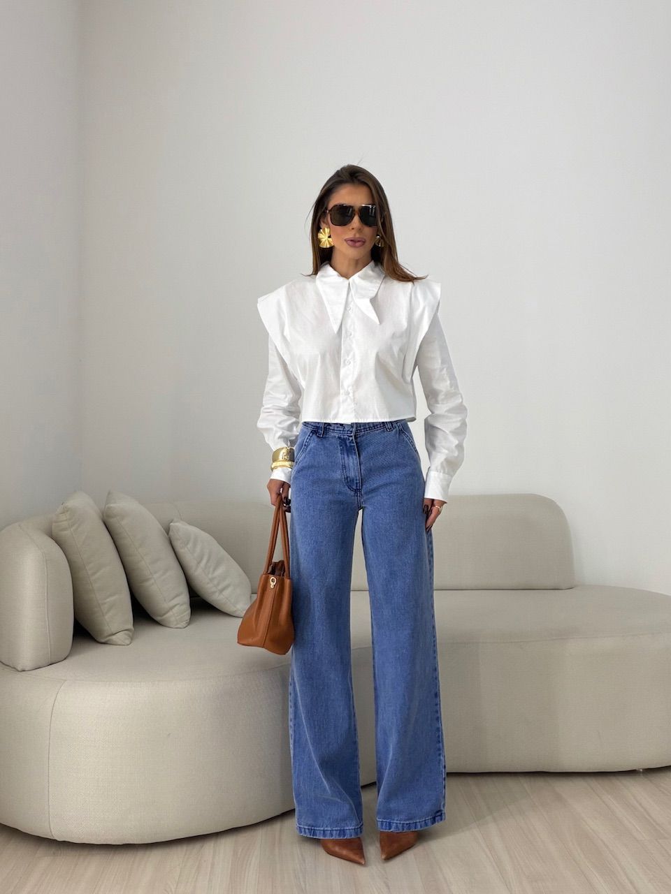 CALÇA SAMANTA WIDE LEG JEANS MÉDIO