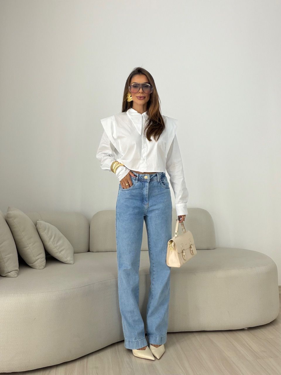 CALÇA TALITA RETA JEANS CLARO