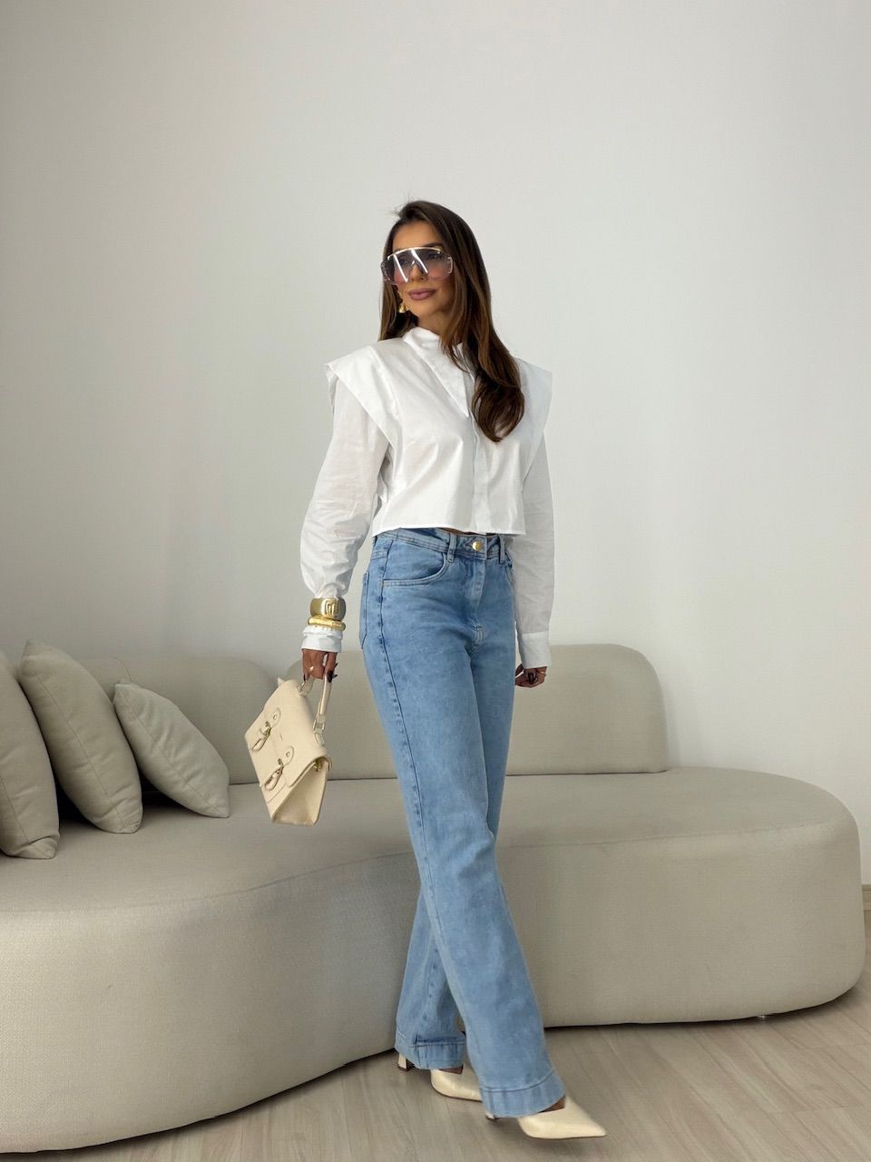 CALÇA TALITA RETA JEANS CLARO