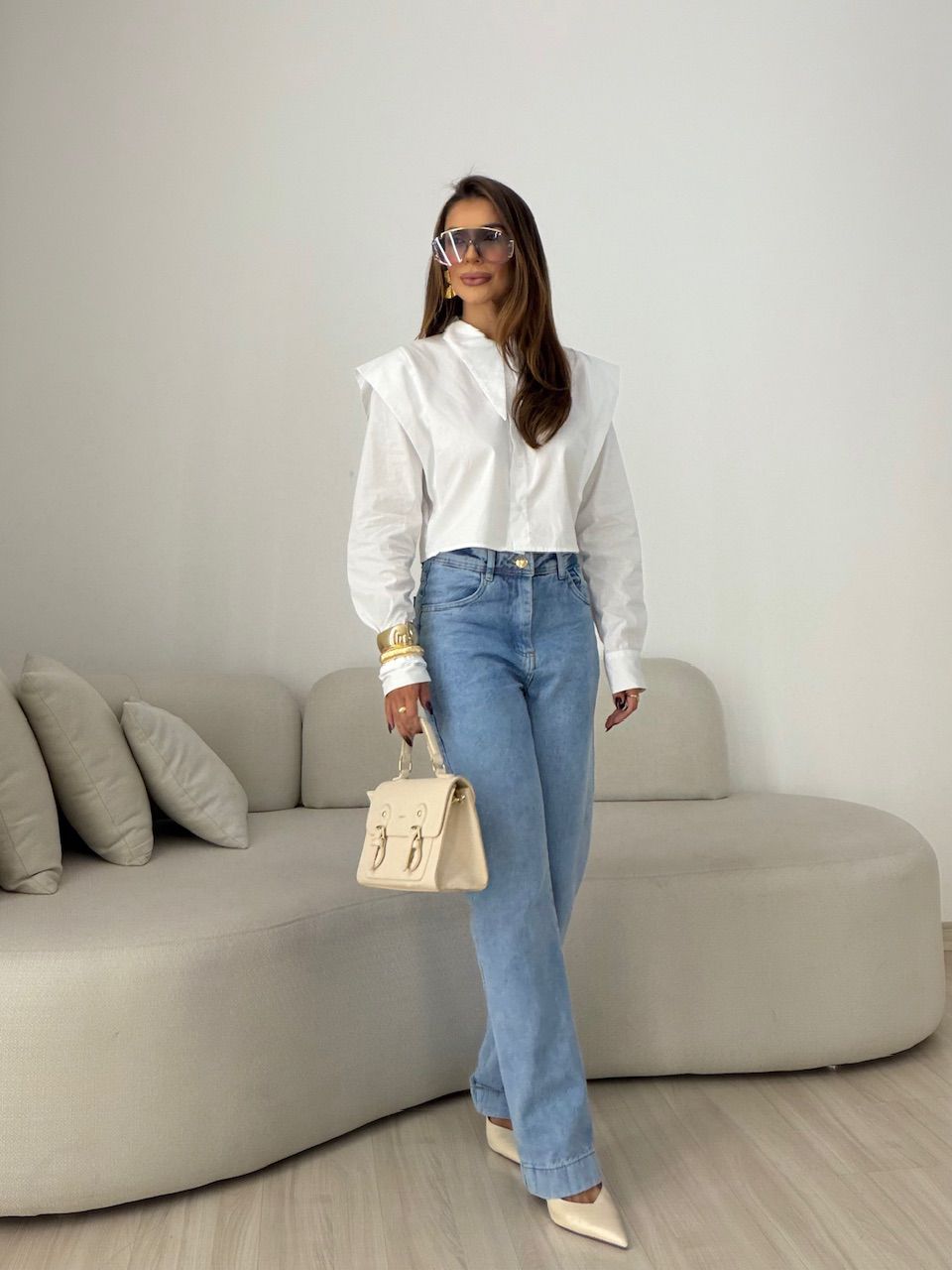CALÇA TALITA RETA JEANS CLARO