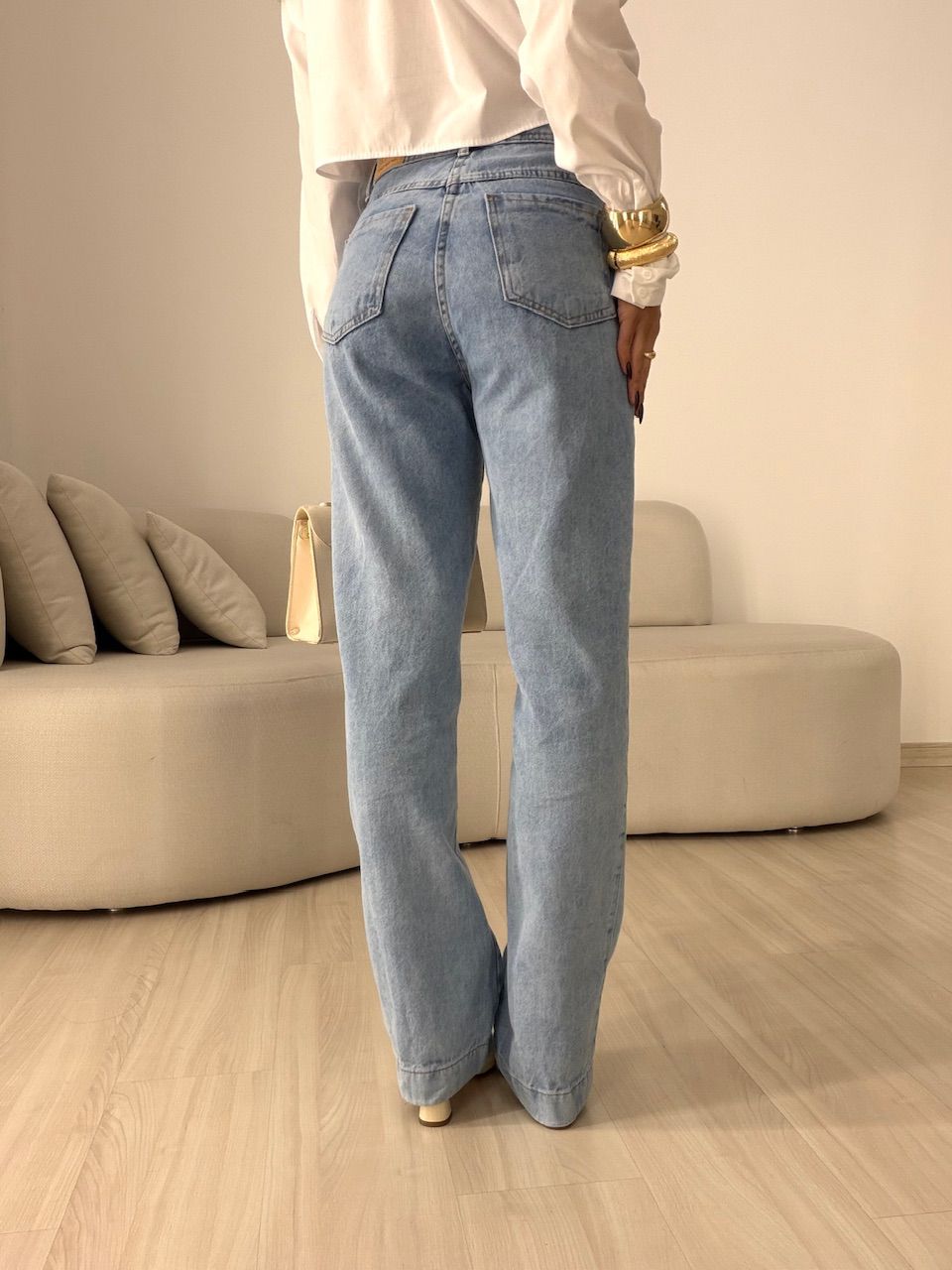 CALÇA TALITA RETA JEANS CLARO