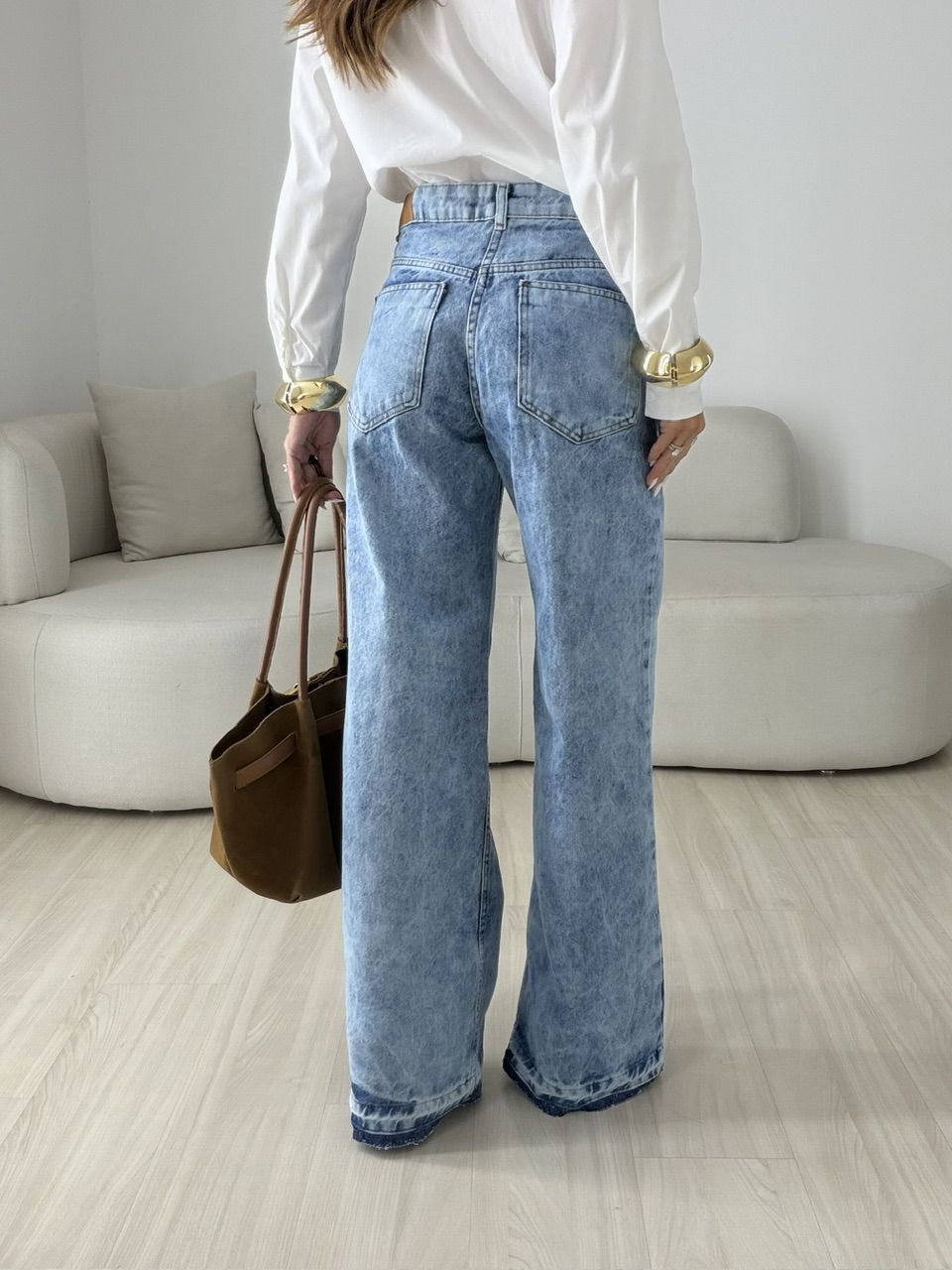 CALÇA DENISE WIDE LEG JEANS MÉDIO