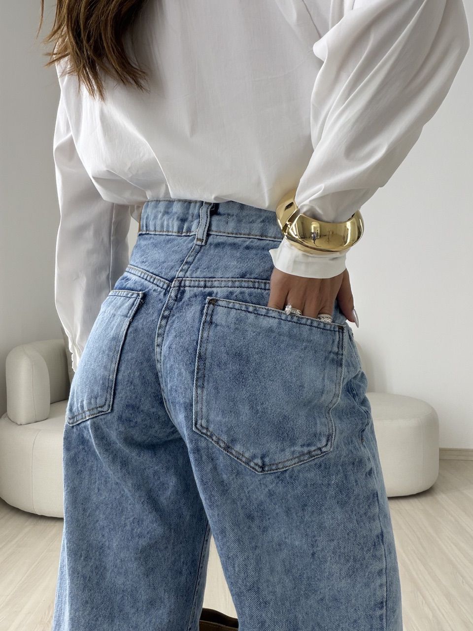 CALÇA DENISE WIDE LEG JEANS MÉDIO