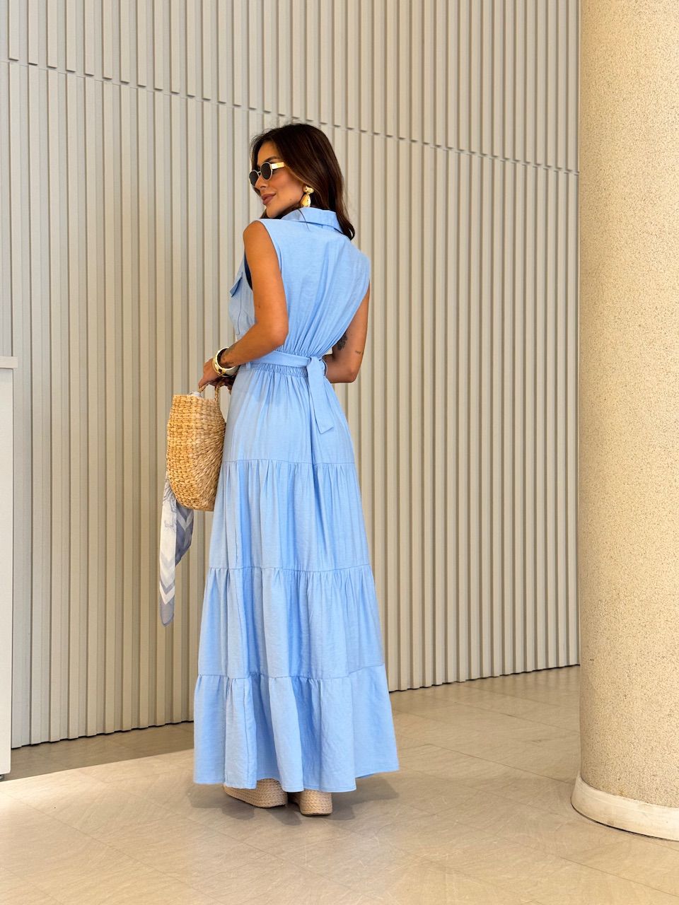 VESTIDO ESTER BOTÕES AZUL