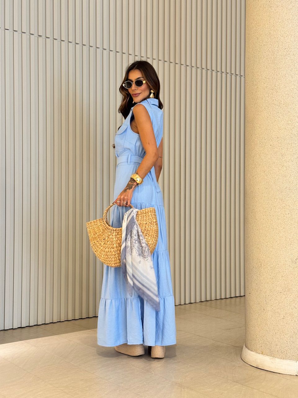 VESTIDO ESTER BOTÕES AZUL