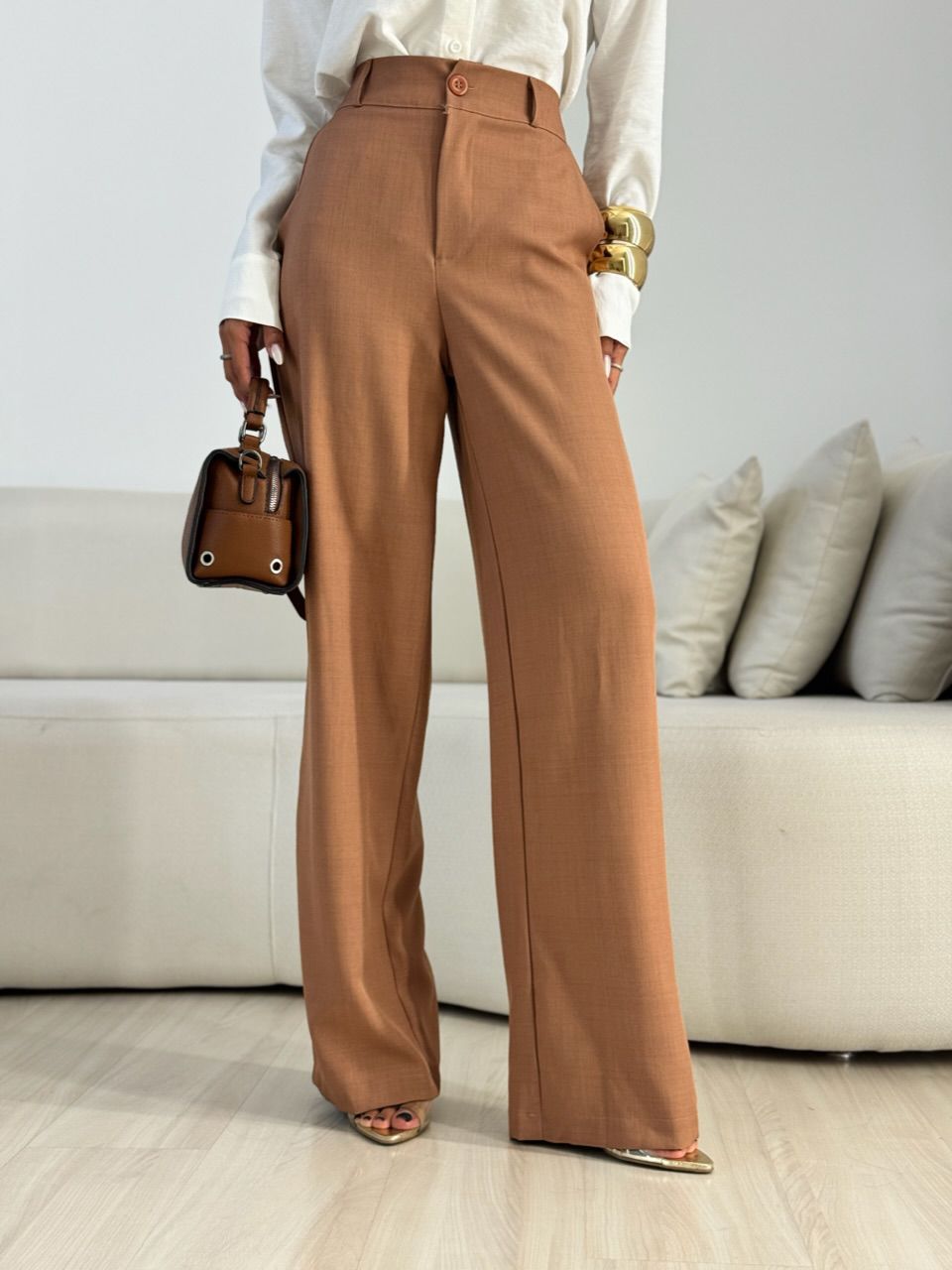 CALÇA ANA CLARA ZÍPER CAPUCCINO - 0072600125 - CAROLLA FERRARO