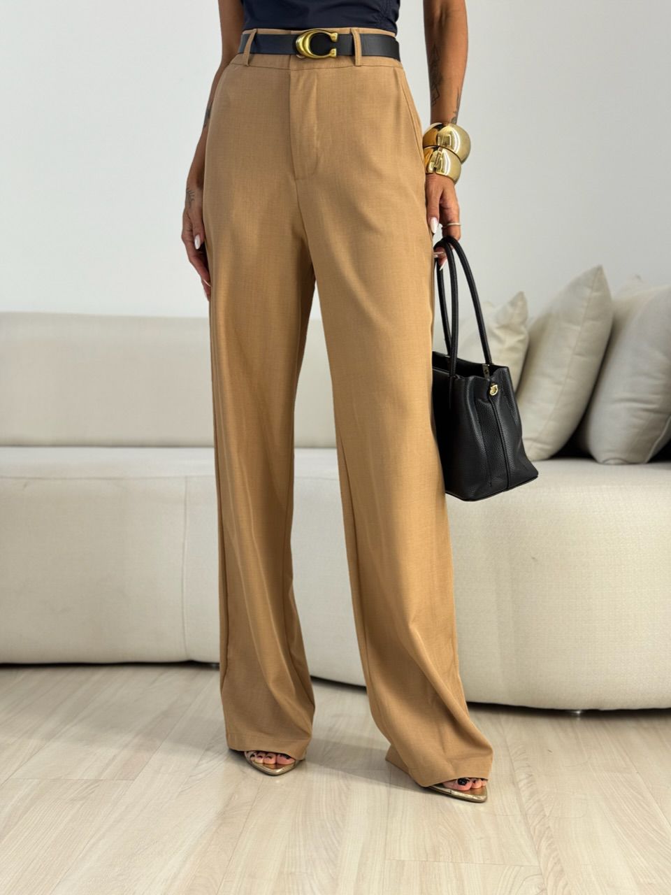 CALÇA ANA CLARA ZÍPER NUDE - 0072600049 - CAROLLA FERRARO