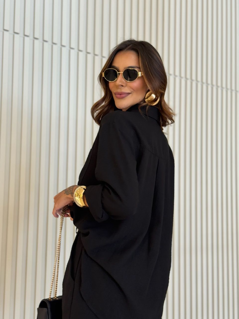 CONJUNTO MARIANE CAMISA SHORT PRETO