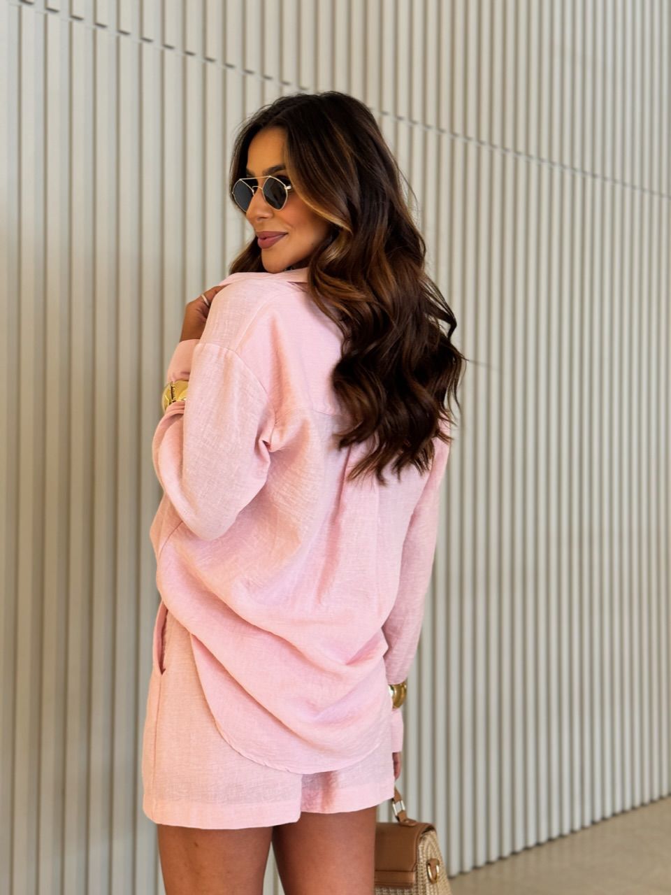 CONJUNTO MARIANE CAMISA SHORT ROSA